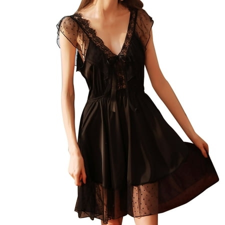 

fvwitlyh Night Clothes Women Sleepwear Women Fashion Lace Sleeveless Nightgown Ice Silk Lightweight Summer Nightgown