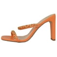 thumbnail image 2 of Delicious Shoes Women Block High Heel Sandals Gold Chain Band Square Toe FENN-S Orange 8.5, 2 of 4
