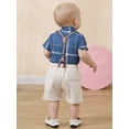 thumbnail image 6 of CARETOO Baby Boy Clothes Suit Infant Tuxedo Plaid Shirt Suspender Shorts Pants Bowtie Hat 3-6 Months, 6 of 9