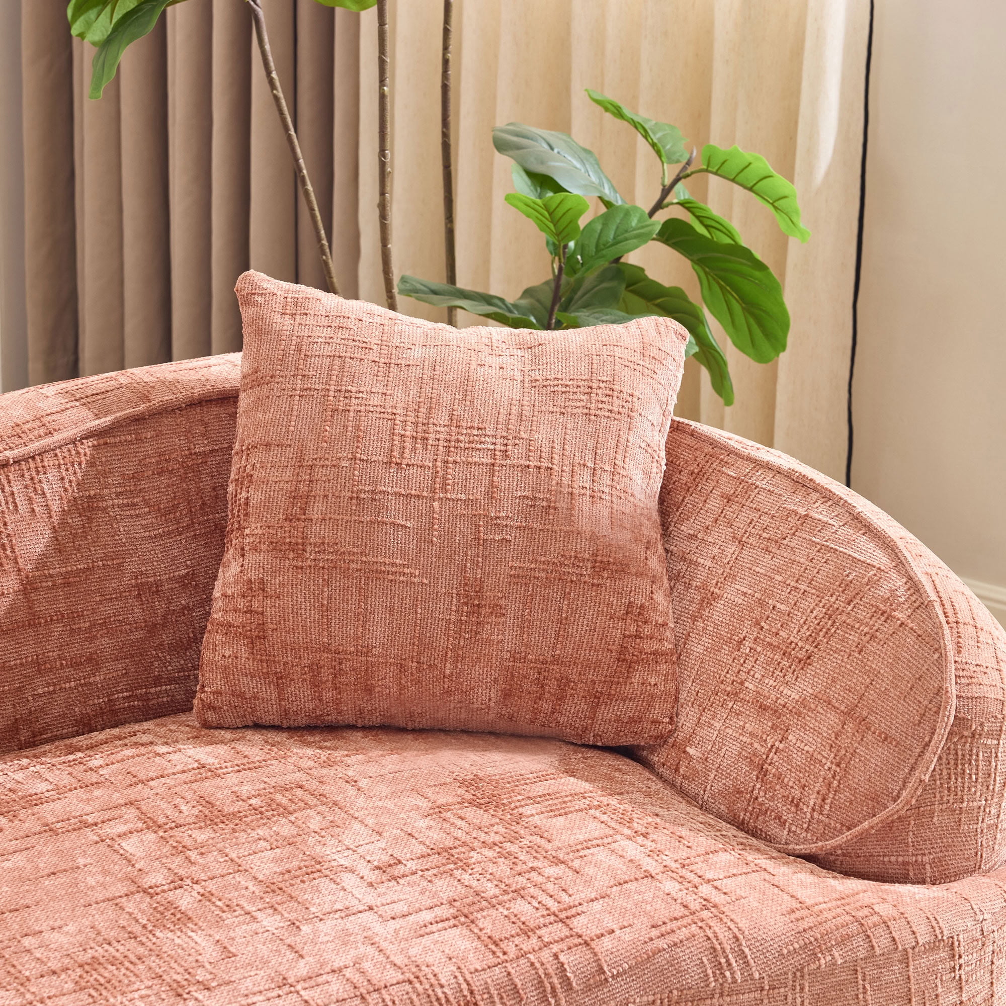 MAYEERTY 4-Seat Curved Compressed Sectional Sofa, Upholstered Cloud Modular Couch with Throw Pillows, No Assembly for Living Room Apartment Small Spaces