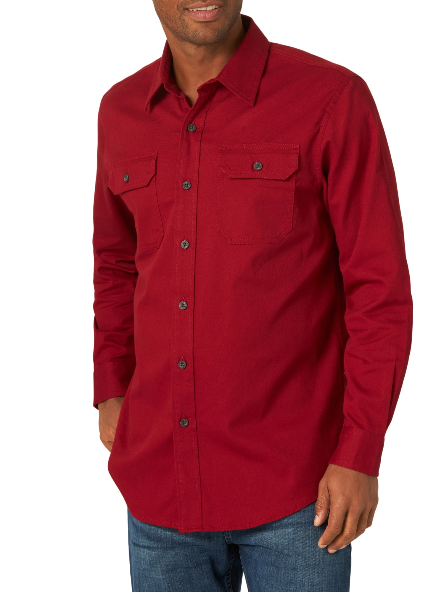 Wrangler Men's Long Sleeve Solid Twill Shirt Wrangler Men's Long Sleeve Solid Twill Shirt