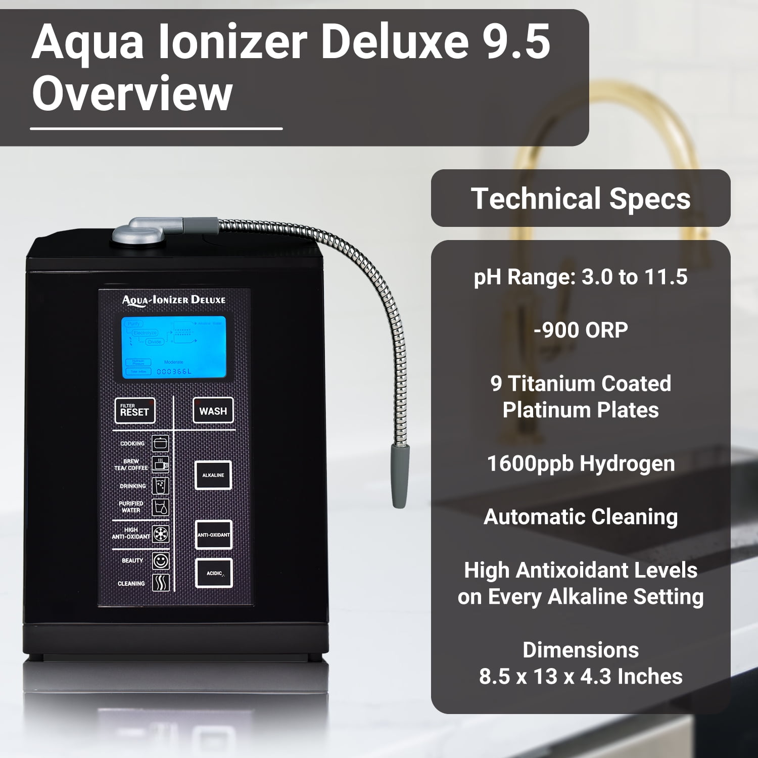 Aqua Ionizer Deluxe 9.5 | Anti-Oxidant Boost | Alkaline