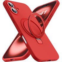 Entronix Silicone Case Designed for iPhone 17 with Stand, Protection Shockproof Dropproof Dustproof Slim Design Phone Cover, Red
