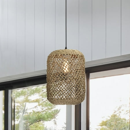 

Meredith Dark Yellow 1-Light Rattan Cage Basket Pendant Light