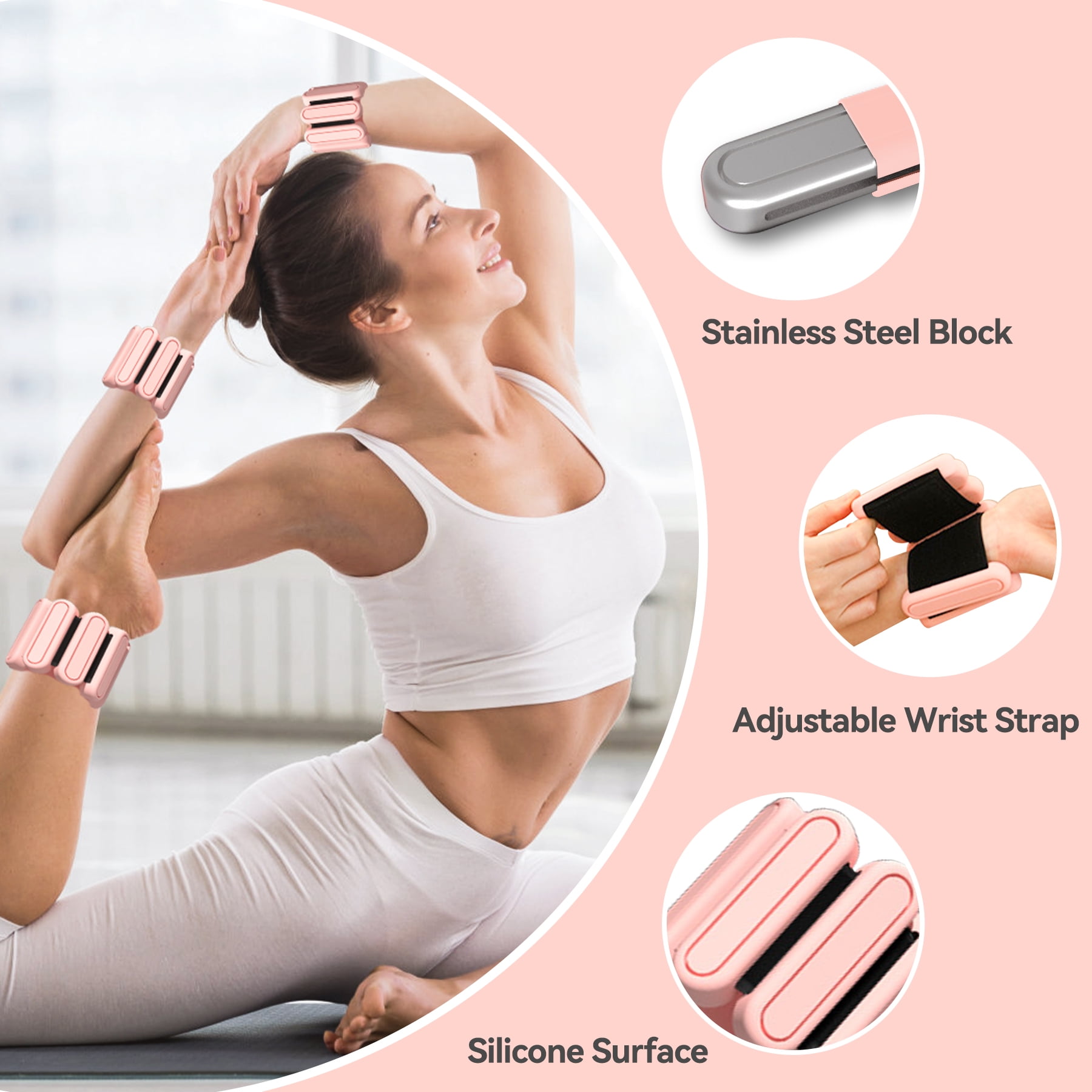 Egoelife Wrist Ankle Weights for Men Women 1 lbs Adjustable Silicone Weighted Bangles for Gym, Yoga, Pilates, Barre, Walking, Running, Strength Training, Arm & Leg Workout Weighted Bracelet