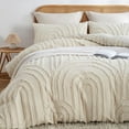 thumbnail image 3 of Nayoroom 3 Pieces Geometric Arch Pattern Tufted Microfiber Duvet Cover Set Beige Boho Shabby Chic Luxury Soft Bedding Set,Queen Size, 3 of 5