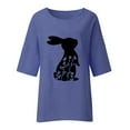 thumbnail image 4 of BOOMILK Easter T Shirts for Women Plus Size 3/4 Sleeve Crew Neck Linen Tops Loose Trendy Rabbit Bunny Graphic Tees, 4 of 5