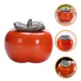 thumbnail image 4 of Persimmon Shaped Tea Canister Ceramic Sealed Canister Ornaments Wedding Gift, 4 of 8