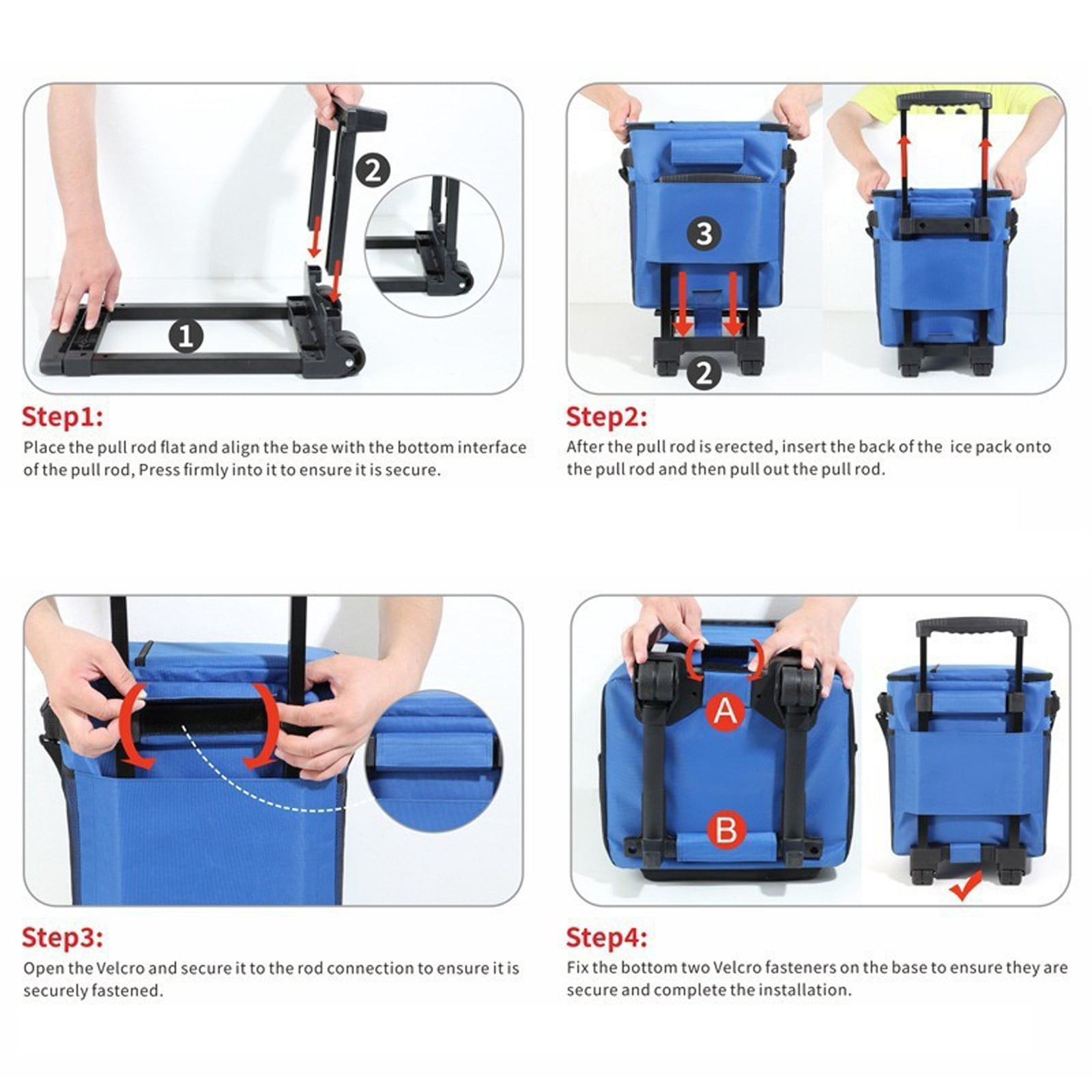 Generic Telescopic Handle Ice Bag For Outdoor Picnic Large Capacity Rolling Cooler With Wheels Portable Insulated Box For Car Use