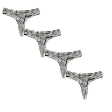 

Womens Underwear Brief Lace Through Hollow Out Cotton Low Waist Lace Thong Panties4PC