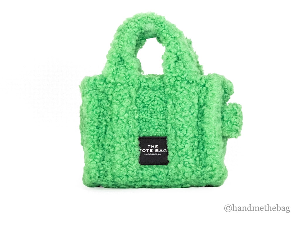 Marc Jacobs The Tote Bag Teddy Micro Fluffy Green Sherpa Crossbody ...