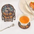 thumbnail image 5 of Haosy Set of 6 Drink Woven Coaster with Holder Heat Resistant Non-Slip Bar Coasters 4 Inches Anime Witch Sit on Broom, 5 of 7