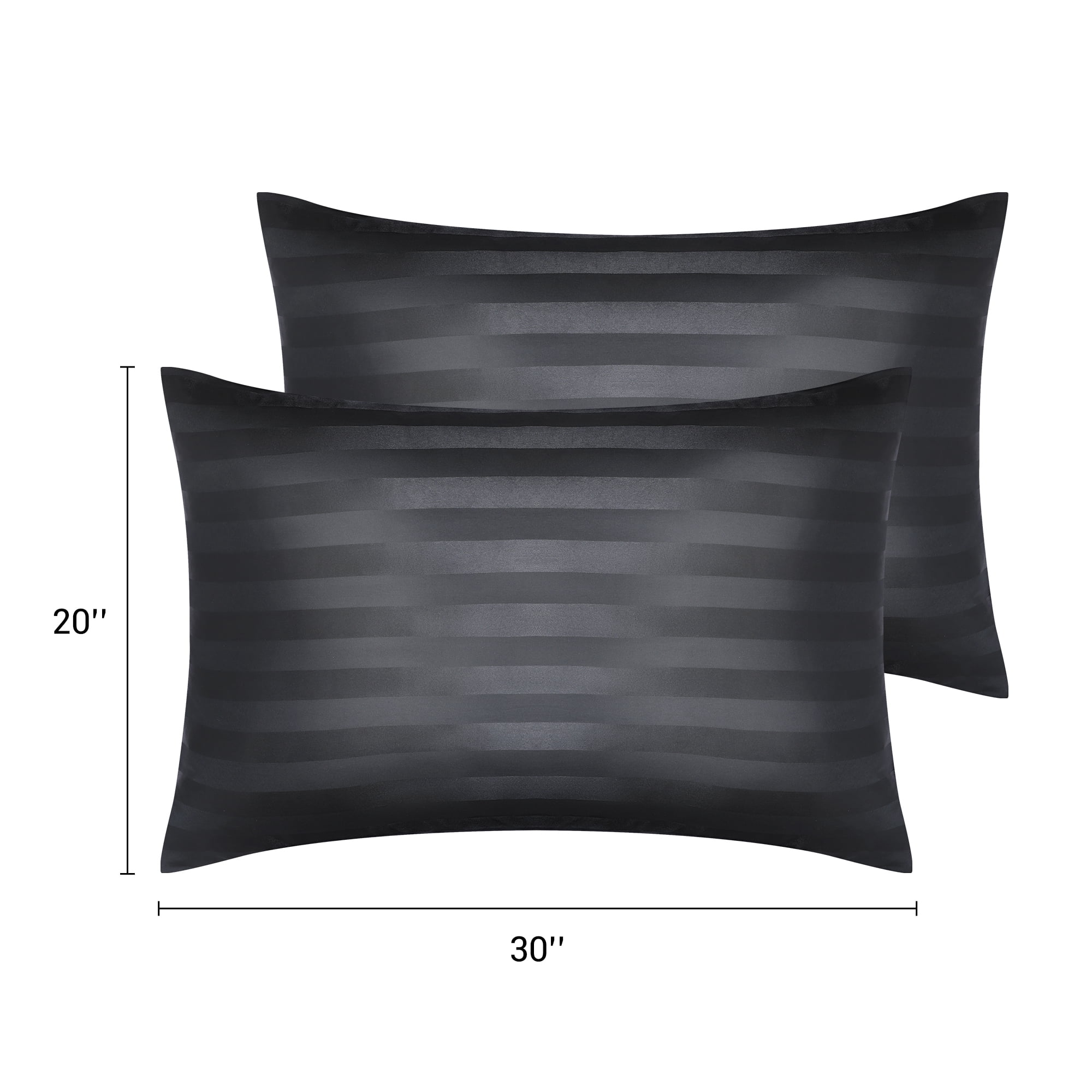 Unique Bargains Satin Pillow Cases Set of 2 Pillow Covers Queen Black
