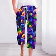 thumbnail image 3 of QATAINLAV Women's Planet Graphic Print Capri Pants Summer Lightweight Linen Cropped Sweatpants Casual High Waist Drawstring Straight Leg Capris with Pockets Multicolor XXL Weekly Prime, 3 of 6