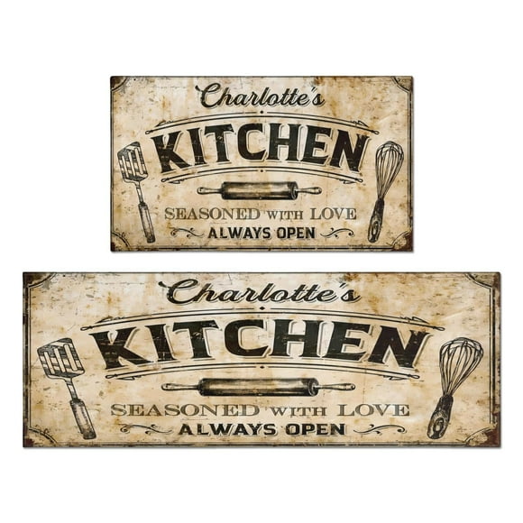 Discover the Joy of Cooking with Our 'The Kitchen is The Heart of the Home' Kitchen Mats Set of 2 - Low-Profile, 17x30 & 17x47 Inch - Ideal for Holiday Parties