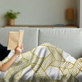 thumbnail image 3 of Geometric Soft Flannel Fleece Blanket, Entangled Stripes with Diagonal Lines Forming Hexagonal Shapes Contemporary, Cozy Plush for Indoor and Outdoor Use, 60" x 80", Yellow and White, by Ambesonne, 3 of 5