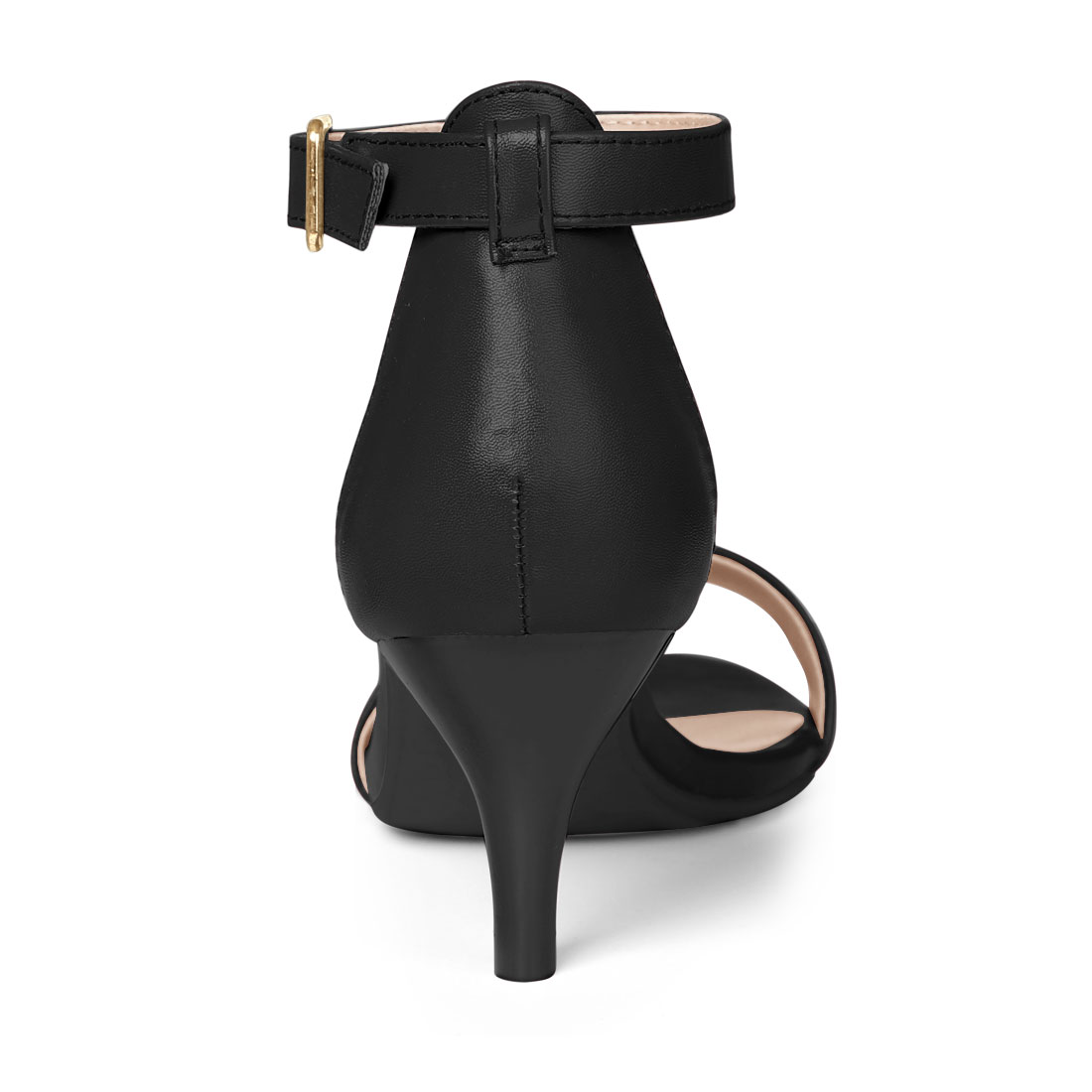 DARING DIVA Stylish Women's Ankle Strap Black Kitten Heel Sandals 7 Black