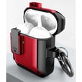 thumbnail image 5 of Secure-Click Series for Apple Airpods Case (1st and 2nd Gen), Nakedcellphone Rugged Hybrid Protective Cover with Carabiner Keychain Clip and Lock Closure for Airpods Console - Red, 5 of 8