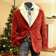 thumbnail image 2 of Adeawade Christmas Blazers Coat For Men 2025 Long Sleeve Crew Neck Jacket Cartoon Graphic Coat Corduroy Jacket Tops Wear Red L, 2 of 3