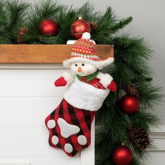 Northlight 15.5" Red and Black Buffalo Plaid Pet Embroidered Christmas Stocking