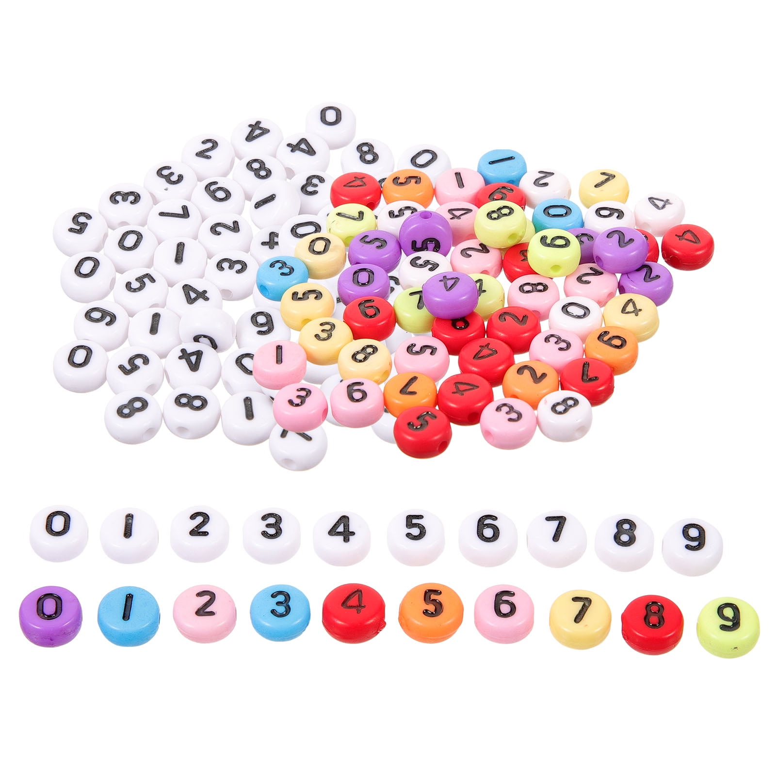 HOMEMAXS 200Pcs Number Beads Acrylic Loose Beads DIY Number Beads