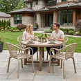 thumbnail image 2 of Avaloomia Home Outdoor Dining Chairs Set of 4, All Weather Stackable Plastic Patio Chairs with Armrest & Anti-Slip for Garden Porch Deck Kitchen No Assembly, Camel, 2 of 8