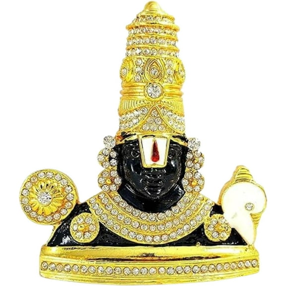 Handicrafts Tirupati Balaji Idol Lord Venkateswara Statue Black Gold Metal Showpiece for Home Décor