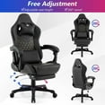 thumbnail image 6 of Demi Bonn Ergonomic Video Game Computer Chair, Reclining, Retractable Footrest, Headrest & Lumbar Pillow, PU Leather, Black, 6 of 7