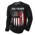 thumbnail image 3 of 250 Anniversary Usa Shirt Long Sleeve T Shirt Sporty Athletic Crew Neck 250Th Mens Tees Black XXL, 3 of 6