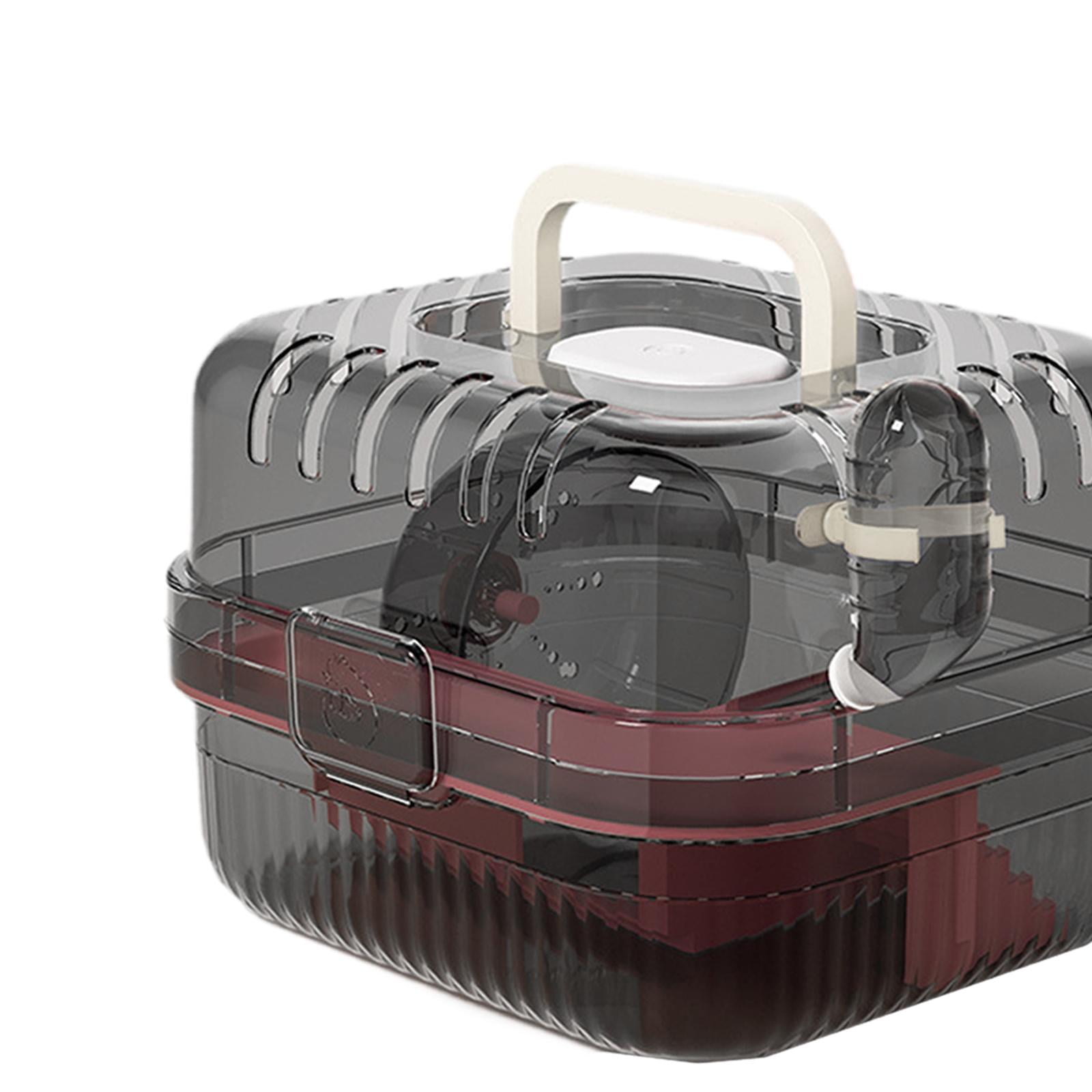 balikha Hamster Cage Transport Box with Light Handle in The Event of A Small Portable Cage for Pets with Water Bottle for Bunny Mouse Pink
