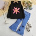thumbnail image 2 of Gibobby Baby Kids Little Girl 2Pcs Fall Outfits 6 12 24 Months 2T 3T 4T 5T Long Sleeve Floral Print Pullover Tops + Flare Pants Set Toddler Clothes Set(3-4 Years,B), 2 of 4