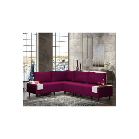 Intendo Metal Frame Semi Firm Seat Sectional,Easy to assemble Sectional,Purple
