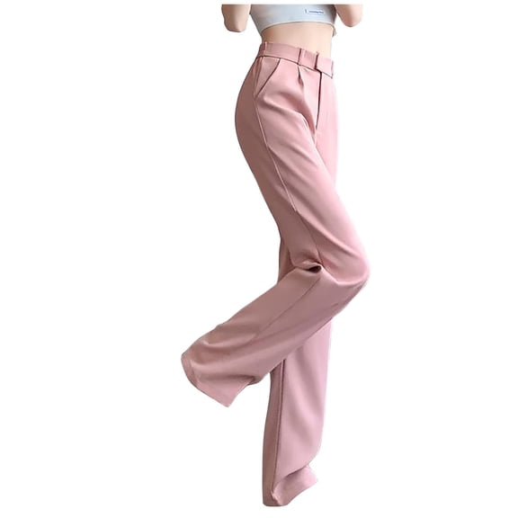 Taqqpue Wide Leg Pants for Women Casual Solid Color High Waisted Straight Leg Pants Loose Fit Dress Pants with Pockets