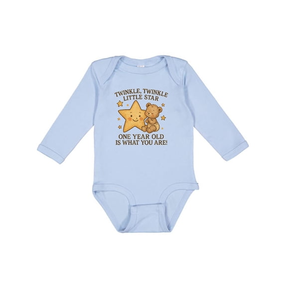 Inktastic Twinkle Twinkle Little Star One Year Old Birthday Boys or Girls Long Sleeve Baby Bodysuit