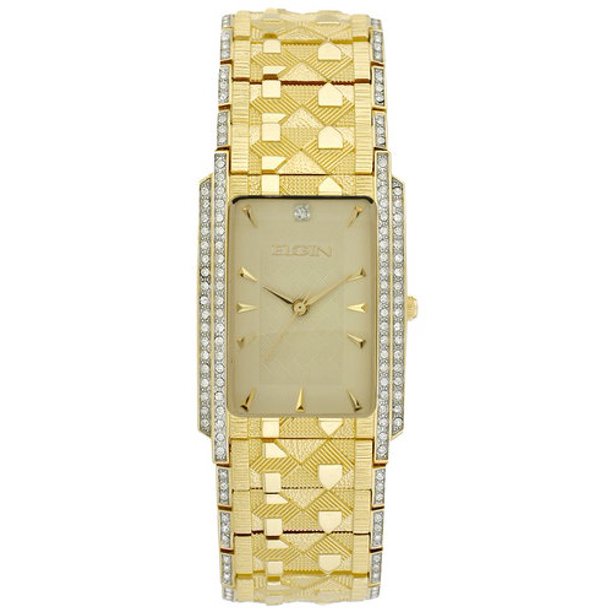 Elgin Men's Wristwatch by Elgin with Austrian Crystals Analog Gold