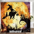thumbnail image 3 of Halloween Moon Pumkin Witch Polyester Shower Curtain with Hooks for Halloween Bath Decor 72"x72", 3 of 7