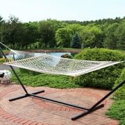 Sunnydaze 2-Person Cotton Rope Spreader Bar Hammock, 450 lb Capacity - Natural