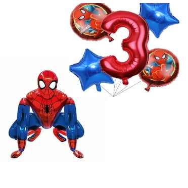 3rd Birthday Boy Spiderman Foil Balloons for Kids Party Supplies Decoration