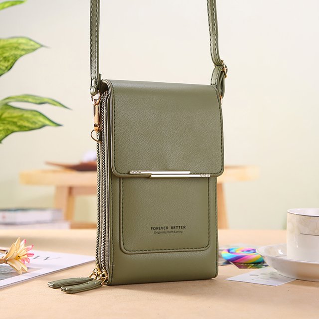 Bolso bandolera de cuero impermeable para mujer para el ocio diario (verde oliva)