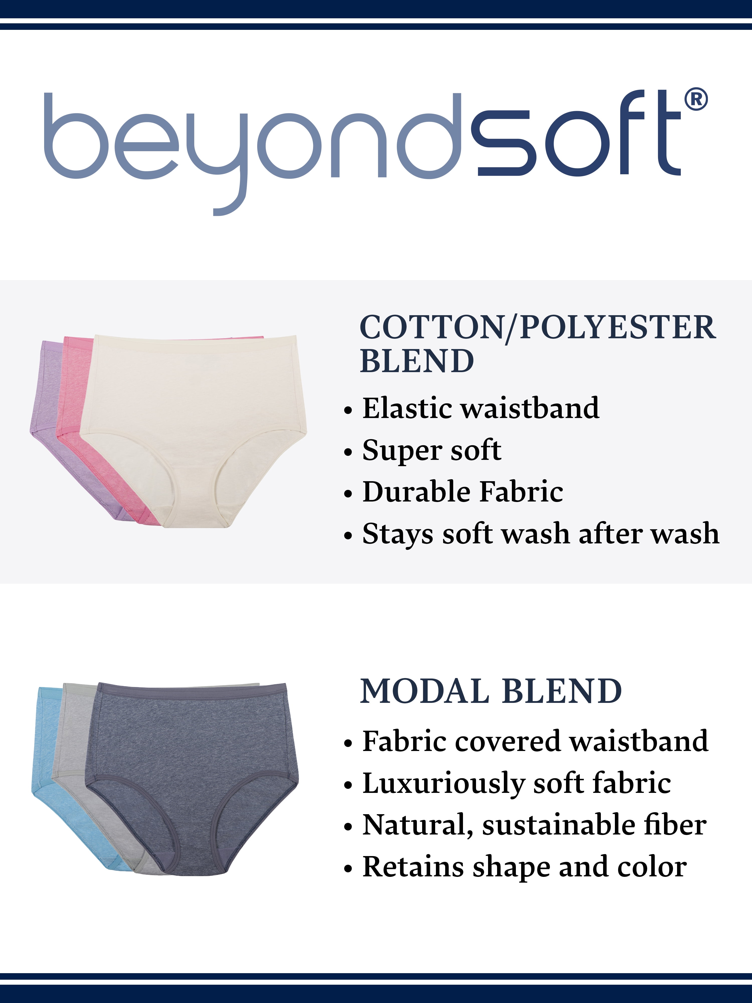 Fruit of the Loom Women's Beyondsoft Low-Rise Brief Underwear, 6 Pack