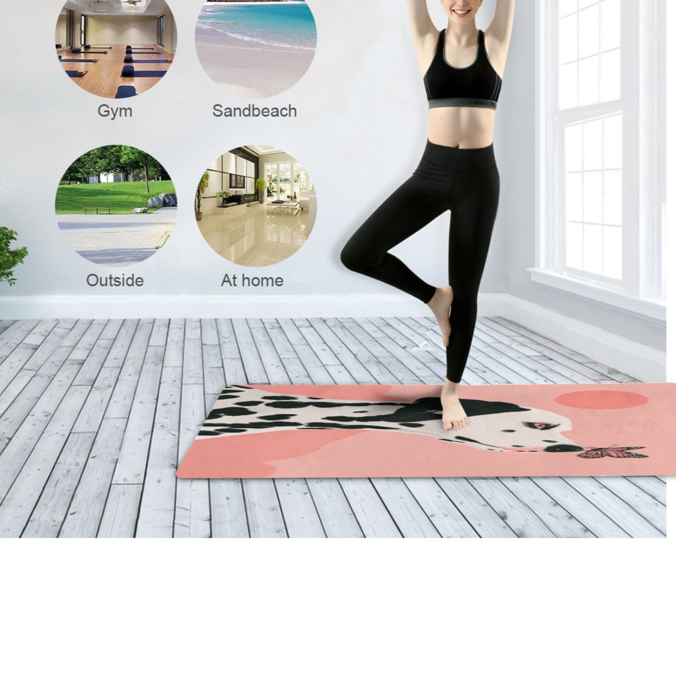 BZSMCE Yoga Mat Women Fitness Mat Dalmatian's Gentle Gaze Pattern