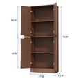 thumbnail image 3 of 71" Tall Pantry Cabinet with 4 Doors, Freestanding Larder & Kitchen Hutch Cabinet with Adjustable Shelves for Dining Room, Walnut, 3 of 8