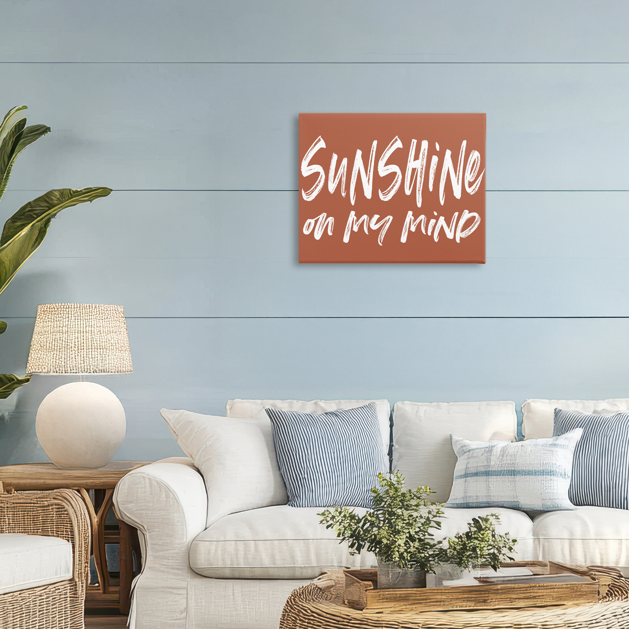 Sunshine State Of Mind Brown Canvas Wall Art, design by Lettered and Lined