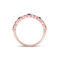 thumbnail image 4 of 10kt Rose Gold Womens Round Blue Sapphire Diamond Square Stackable Band Ring 1/5 Cttw, 4 of 4