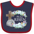thumbnail image 3 of Inktastic Easter He Has Risen with Cross and Flowers Boys or Girls Baby Bib, 3 of 4
