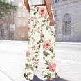 thumbnail image 6 of Dress Pants Women Petite High Waisted Wide Leg Summer Beach Vacation Pants Boho Lounge Casual Palazzo Trousers, 6 of 7