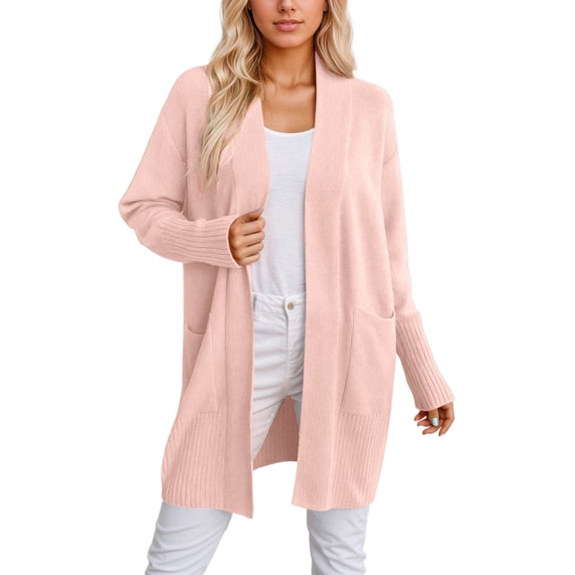 Sweaters for Women Trendy Knit Long Sleeve Cardigan Solid Color Fall Outerwear