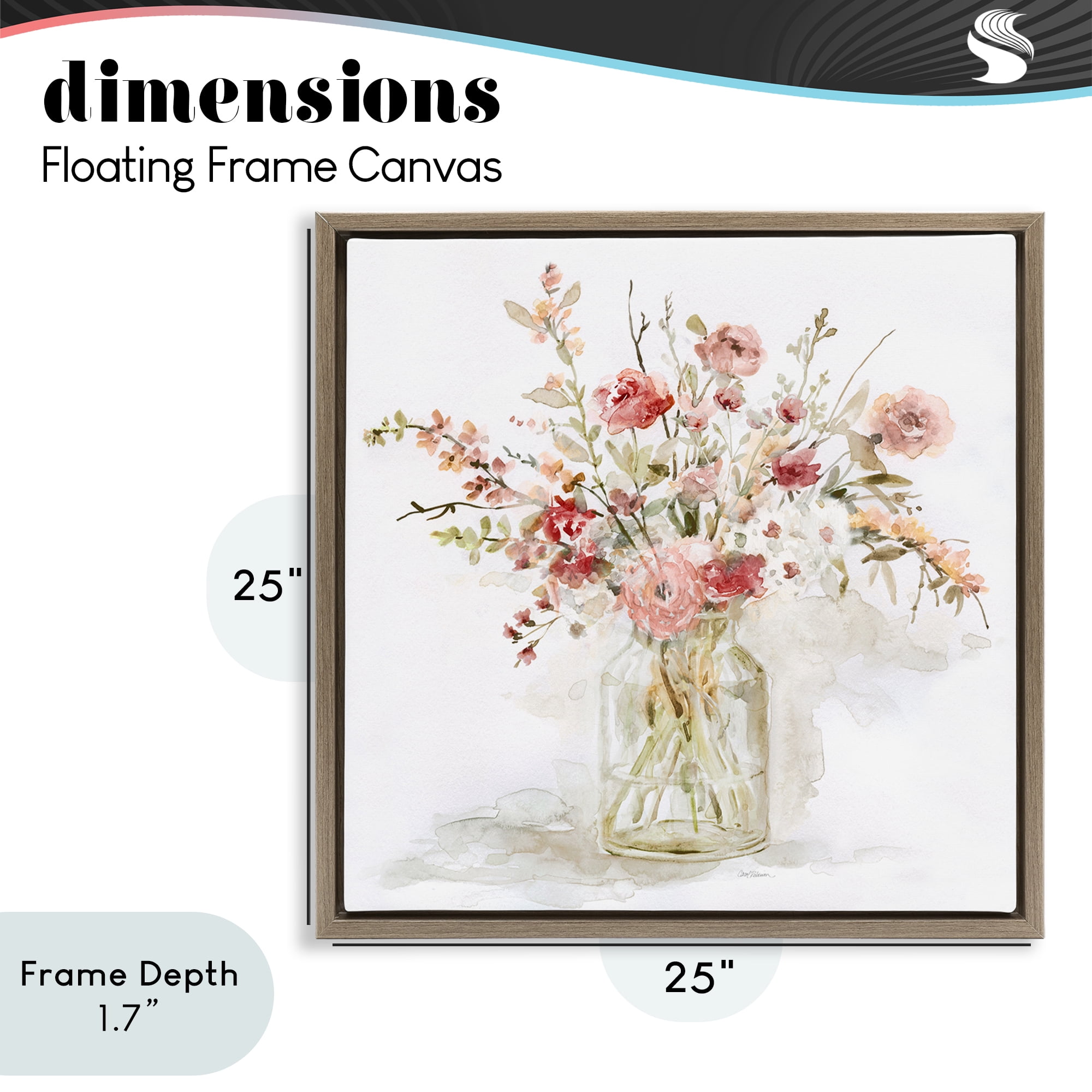 Stupell Industries Springtime Blooms in Glass Vase Brown Framed Floater Canvas Wall Art, design by Carol Robinson