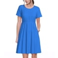 thumbnail image 1 of Bixox Robe d'Été à Manches Courtes pour Femmes Robe Ample Longueur Genou avec Poches-Dodgerblue, 1 of 7