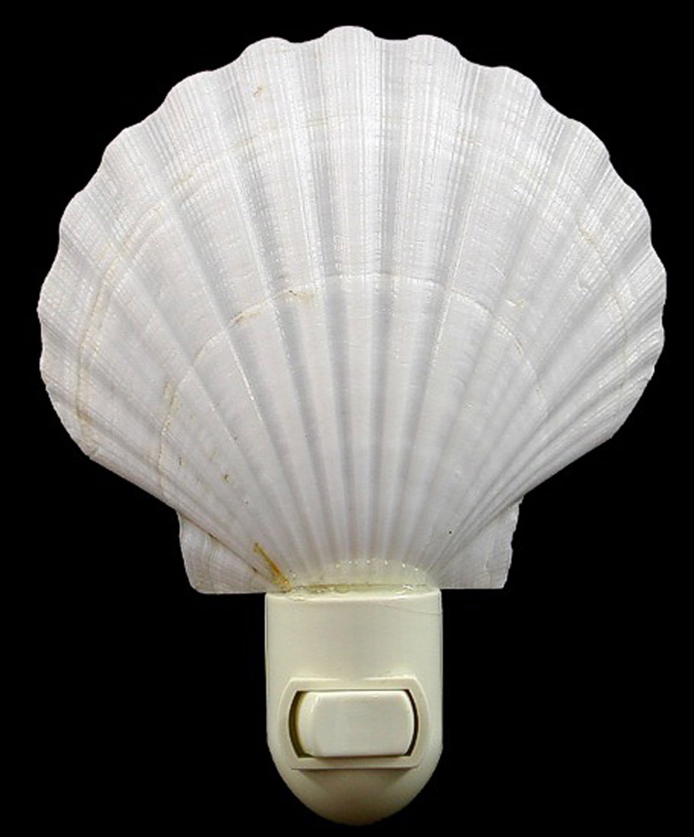 2 Pack: Real Seashell Night Light White Scallop Shell Decorative Beach Cottage Nautical Decor 5" Tall